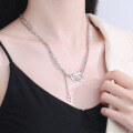 wholesale S925 Sterling Silver Korean New Fashion Letter B Pendant Tassel Necklace for Women, Minimalist Style, Versatile and Elegant-0-3