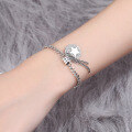 wholesale S925 Sterling Silver Round Plate Five-Pointed Star Bracelet for Women, Versatile Korean Style Ins Minimalist Design Fashion Trendy Women's Accessory-0-3