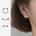 wholesale S925 Silver Japanese Minimalist Light Bead Stud Earrings for Non-Pierced Ears, Small Round Bead Ear Cuffs, Petite Elegant Earrings G7582-0-0