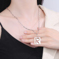 wholesale Sterling Silver S925 Minimalist R Letter Hollow-Out Lucky Hip-Hop Unisex Versatile-0-1