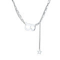 wholesale S925 Sterling Silver Korean New Fashion Letter B Pendant Tassel Necklace for Women, Minimalist Style, Versatile and Elegant-0-4