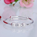 wholesale Silver S990 Beaded Floral Pattern Children's Bracelet, Baby Sliding Bangle, Infant Silver Jewelry Wholesale and Distribution-0-2