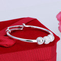wholesale S990 Silver Baby Bracelet, Full Silver Sliding Bangle, Beaded Pattern Bracelet Jewelry Factory Wholesale-0-2