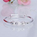 wholesale S990 Silver Baby Bracelet, Full Silver Sliding Bangle, Beaded Pattern Bracelet Jewelry Factory Wholesale-0-4