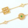 wholesale Gold-plated sterling silver Japanese lightweight luxury vintage round window floral geometric bracelet for women with natural emerald-0-2