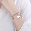 wholesale Sterling Silver Heart Star Minimalist Cold Style Bracelet for Women, Trendy Temperament Korean Version Personalized Design Retro Hip-Hop Hand Accessory-0-1