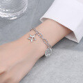 wholesale 925 Sterling Silver Korean Version Dongdaemun Round Plate Five-Pointed Star Bracelet for Women, Ins Trendy Fashion Minimalist Retro Versatile Trendy Hand Accessory-0-3
