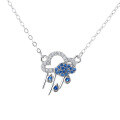 wholesale S925 Sterling Silver Korean-style Multi-cloud and Raindrop Pendant Necklace for Women, Fashionable and Retro Collarbone Chain-0-4