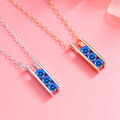 wholesale S925 Sterling Silver Personality and Elegance Sweet Time Vintage Blue Zircon Lady Princess Romantic Sweet Collarbone Necklace-0-0