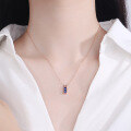 wholesale S925 Sterling Silver Personality and Elegance Sweet Time Vintage Blue Zircon Lady Princess Romantic Sweet Collarbone Necklace-0-3