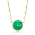 wholesale Metal material minimalist fashion green donut women's necklace elegant Korean-style cross chain malachite personality necklace wholesale-0-4