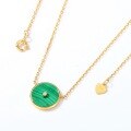 wholesale Metal material minimalist fashion green donut women's necklace elegant Korean-style cross chain malachite personality necklace wholesale-0-2
