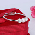 wholesale Silver S990 Beaded Floral Pattern Children's Bracelet, Baby Sliding Bangle, Infant Silver Jewelry Wholesale and Distribution-0-3