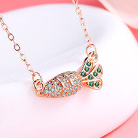 wholesale S925 Sterling Silver Women's Radish Necklace, Minimalist, Stylish, Versatile, Unique Collarbone Chain, Gift for Girlfriend-YD050/approx. 1.74g/rose gold 925 silver