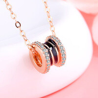 wholesale Sterling Silver S925 Slim Waist Necklace for Women, Ins Hip-hop Collarbone Chain, Internet-famous Style Birthday Gift for Girlfriend-YD053/approx. 3.02g/rose gold &gt; 925 silver