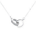 wholesale S925 Sterling Silver Popular TikTok Same Style Necklace for Women, Double Hoop Full Diamond Pendant, Niche Design Minimalist Elegant Collarbone Chain-0-4