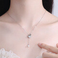 wholesale S925 Sterling Silver Necklace, Ins Fashion Women's Trendy Pearl Shell Pendant Collarbone Chain, Simple and Unique Design, Elegant Gift-0-3