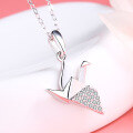 wholesale S925 Sterling Silver Flying Dove Necklace Women's Collarbone Chain Korean Style Personalized Fashion Minimalist Design Student Peace Pigeon-0-4
