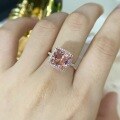 wholesale Pure silver new design 5-carat Morgan pink chubby square 10*10 high-carbon diamond ring for women with a premium feel-0-3