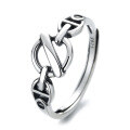 wholesale S925 Sterling Silver Retro Irregular Smooth Minimalist Cool Hip-Hop Thai Silver Pig Nose Adjustable Ring-0-4