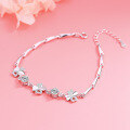 wholesale Sterling Silver S925 Women's Four-Leaf Clover Bracelet Korean Style Minimalist Elegant Wrist Jewelry Bangle Valentine's Day Birthday Gift for Girlfriend-0-1