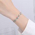 wholesale Sterling Silver S925 Women's Four-Leaf Clover Bracelet Korean Style Minimalist Elegant Wrist Jewelry Bangle Valentine's Day Birthday Gift for Girlfriend-0-3