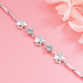 wholesale Sterling Silver S925 Women's Four-Leaf Clover Bracelet Korean Style Minimalist Elegant Wrist Jewelry Bangle Valentine's Day Birthday Gift for Girlfriend-0-2