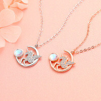 wholesale 925 Sterling Silver Unicorn Necklace Ins Niche Design Handmade Jewelry Birthday Gift for Girlfriend-YD036/Rose gold about 2.46 grams 925 silver