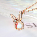 wholesale Sterling Silver Moonstone Sterling Silver Little Rabbit Necklace for Women, Simple and Fresh Style Collarbone Chain, Gift for Best Friend-0-6