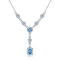 wholesale S925 Silver Inlaid Natural Topaz Pendant Necklace with a Sense of High-End Luxury Jewelry-0-0