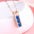 wholesale S925 Sterling Silver Personality and Elegance Sweet Time Vintage Blue Zircon Lady Princess Romantic Sweet Collarbone Necklace-0-2