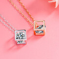 wholesale Sterling Silver Love Cube Pendant Necklace for Women, Minimalist Short Cubic Collarbone Chain in Korean Style-0-0