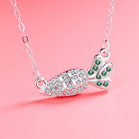 wholesale S925 Sterling Silver Women's Radish Necklace, Minimalist, Stylish, Versatile, Unique Collarbone Chain, Gift for Girlfriend-YD050/approx. 1.74g/Platinum 925 Silver