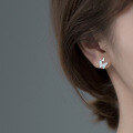 wholesale S925 Sterling Silver Ear Studs for Women, Korean Style Fresh and Simple Elegance, Diamond-Accented Small Butterfly Sweet Earrings G5938-0-3