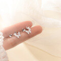 wholesale S925 Sterling Silver Ear Studs for Women, Korean Style Fresh and Simple Elegance, Diamond-Accented Small Butterfly Sweet Earrings G5938-0-0