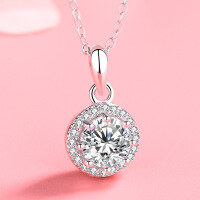 wholesale S925 Sterling Silver Small Sun Necklace for Women, Light Luxury Ins Accessory, Minimalist Pendant, Fresh Collarbone Chain-YD062/approx. 2.55g/Platinum 925 Silver