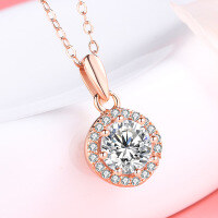 wholesale S925 Sterling Silver Small Sun Necklace for Women, Light Luxury Ins Accessory, Minimalist Pendant, Fresh Collarbone Chain-YD062/approx. 2.55g/rose gold &gt; 925 silver