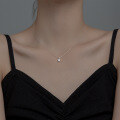 wholesale Sterling Silver S925 Korean Style Minimalist Small Single Diamond Necklace for Women Sweet and Fresh Japanese Collarbone Chain D8424-0-0