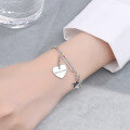 wholesale Sterling Silver Heart Star Minimalist Cold Style Bracelet for Women, Trendy Temperament Korean Version Personalized Design Retro Hip-Hop Hand Accessory-0-3