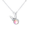 wholesale Sterling Silver Moonstone Sterling Silver Little Rabbit Necklace for Women, Simple and Fresh Style Collarbone Chain, Gift for Best Friend-0-4