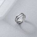 wholesale S925 Silver Ring Korean Style Fresh Double Layer Line Tail Ring Simple Lady Smooth Surface Ring J8040-0-3