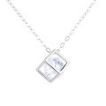 wholesale Sterling Silver Love Cube Pendant Necklace for Women, Minimalist Short Cubic Collarbone Chain in Korean Style-0-4