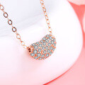 wholesale S925 Sterling Silver Fashion Acacia Bean Necklace Pendant for Women, Full Zircon Small Bean Exquisitely Elegant Versatile Choker Necklace Jewelry-0-2