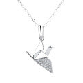 wholesale S925 Sterling Silver Flying Dove Necklace Women's Collarbone Chain Korean Style Personalized Fashion Minimalist Design Student Peace Pigeon-0-0