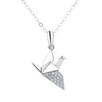 wholesale S925 Sterling Silver Flying Dove Necklace Women's Collarbone Chain Korean Style Personalized Fashion Minimalist Design Student Peace Pigeon-YD063/approx. 2.12g 925 silver
