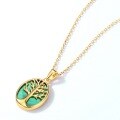 wholesale 925 Silver Minimalist Style Tree of Life Malachite Pendant, European and American Fashion Branch Oval Geometric Pendant Wholesale-0-1