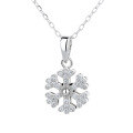 wholesale S925 Sterling Silver Rotatable Snowflake Zircon Necklace Korean Style Minimalist Versatile Forest-inspired Choker Jewelry-0-4