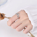 wholesale 925 Sterling Silver Twisted Love Knot Adjustable Ring for Women, Trendy and Stylish Harajuku Fashion-0-2