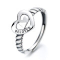wholesale S925 silver vintage matching heart ring for women, small niche design love letter ring, rope minimalist style open band-0-4