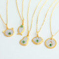 wholesale Silver-plated with gold, minimalist style gourd-shaped ruyi jade pendant necklace for girlfriend-0-1